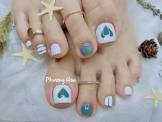 Cute Toenail Designs, Beach Pedicure, Acrylic Nails Stiletto, Turquoise Nails