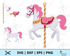 pink and white carousel horse cut file