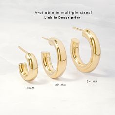 These are the perfect, everyday hoop earrings! On-trend & stylish! Available in 14mm and 24mm Sizes. Made of 925 Sterling Silver Plated in a thick layer of 14k Gold or Rhodium 20mm Diameter on Model 4.5mm Thick Nickel-free and Hypoallergenic Super lightweight! Tube Hoop Earrings, 14k Gold-filled Tarnish-resistant Hoop Earrings, Modern Gold Hoop Earrings With Gold-tone Hardware, Hypoallergenic 14k Gold-filled Hoop Earrings, Nickel-free Gold Alloy Hoop Earrings, Solitaire Studs, Silver Rose Gold, Silver Roses, Free Giveaway