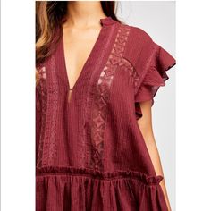 Nwot Free People Red Lace Tunic Size Large Features Embroidered Lace And Cap Sleeves. Flowy And Flattering For Any Figure. Also Available In Cream. Check My Other Listings. Lace Tunic, Red Lace, Embroidered Lace, Free People Tops, Cap Sleeves, Tunic Tops, Free People, Womens Tops, Cream