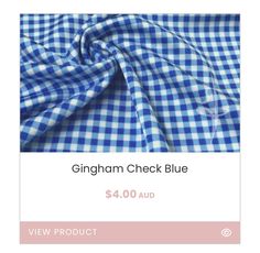 the gingham check blue fabric is on sale for $ 4 00 aud