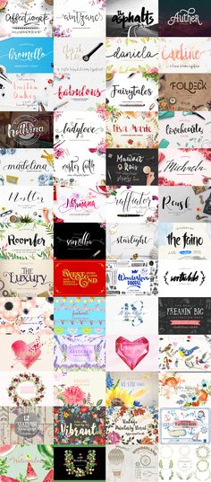 a collage of different types of lettering