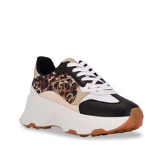 Guess-Calebb Sneaker Give a touch of wild style to any of your outfit wearing the Guess Calebb sneaker. The upper is made from a blend of fabric and faux leather and the contrast color and pattern lend a sporty look. This lace-up sneaker is completed with a chunky outsole that delivers optimum traction and control. Casual Synthetic Sneakers With Graphic Print, Fall Streetwear Sneakers With Contrast Sole, Trendy Sneakers With Graphic Print And Round Toe, Urban Sneakers With Contrast Sole For Fall, Trendy Graphic Print Round Toe Sneakers, Spring Streetwear Sneakers With Textured Upper, Trendy High-top Sneakers With Textured Upper, Trendy Low-top Sneakers With Textured Upper, Graphic Print Synthetic Sneakers For Streetwear