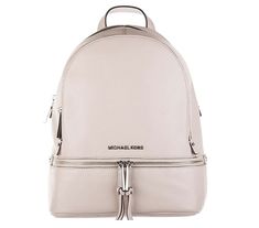 Crafted in rich, supple leather, this Rhea backpack from Michael Kors is a chic way to carry all your books and belongings. Tags included. Soft pink Leather Adjustable shoulder straps Single top handle All-around zip fastening Internal zip pocket Full lining Size: 12.5"/32cm x 11"/28cm x 5"/13cm Work Notes, Knapsack Bag, Grey Backpacks, Michael Kors Fashion, Medium Backpack, Pearl Bag, What In My Bag, Gym Shoes, Small Backpack