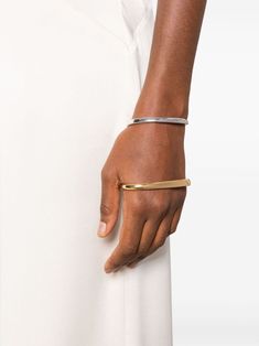 Charlotte Chesnais Surma gold-plated Cuff Bracelet - Farfetch Luxury Yellow Gold Metal Cuff Bracelet, Gold-plated Polished Cuff Bracelet For Formal Occasions, Formal Gold-plated Polished Cuff Bracelet, Formal Gold Plated Cuff Bracelet With Polished Finish, Modern Double Band Bracelet Strap Jewelry, Elegant Metal Open Cuff Bracelets, Modern Gold Plated Bracelets, Yellow Gold Polished Metal Bangle, Elegant Gold Cuff Bracelet With Polished Finish