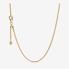 Pandora Curb Chain Necklace - Size 23.6 Inches | Gold | 368638C00-60 Slider Necklace, Pandora Gold, Curb Chain Necklace, Celestial Necklace, Chain Links, Adjustable Necklace, Gold Plated Necklace, Silver Chain Necklace, Look Plus