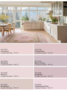 the color scheme for this kitchen is pink