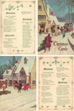 an old fashioned christmas card with horses and sleighs