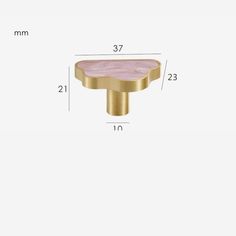 an image of a brass plate with pink marble in the middle and measurements for it