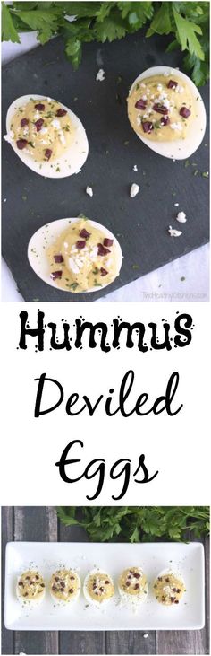 hummus deviled eggs are an easy appetizer to serve on the grill