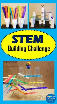 How high can you build? Your kids will love this STEM challenge and it requires little to no prep from parents/teachers. Start building today! Kids Stem Activities, Stem Building, Kindergarten Stem, Fun Stem Activities, Building Challenge, School Age Activities