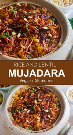 rice and lentil mujaadaa is an easy vegetarian side dish