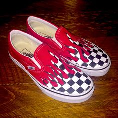 Sweet Pair Of Vans! Only Worn Around The House Trying Them On, Look Brand New! Comes With Box Box Color, Womens Vans, Vans Shoes, The House, Size 7, Women Shoes, Brand New, Red, Pink