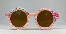 Personalized Round Pearl Sunglasses for Kids - Etsy Cute Customizable Sunglasses For Gift, Playful Customizable Adjustable Sunglasses, Customizable White Adjustable Sunglasses, Cute Personalized Adjustable Sunglasses, Custom Name Pink Sunglasses With Adjustable Fit, Personalized Pink Sunglasses As A Gift, Pink Sunglasses With Custom Name And Adjustable Fit, Pink Personalized Sunglasses For Gift, Customizable Pink Sunglasses For The Beach