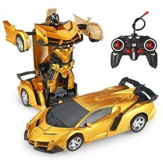 a yellow toy car with a remote control