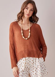 Upgrade your wardrobe with our lightweight knit popover! Perfect for any occasion, this top is versatile and comfortable. Enjoy a lightweight feel while still looking stylish. A must-have addition to your wardrobe! Brown Textured Knit V-neck Top, Casual Brown Knit Top For Fall, Casual V-neck Knit Top For Layering, Trendy Brown Knit Top For Layering, Casual Soft Knit Brown Tops, Casual Brown Soft Knit Top, Casual Brown Textured Knit Sweater, Casual Brown Crew Neck Knit Top, Casual Brown Tops For Layering