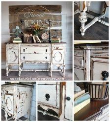 several different pictures of an old dresser