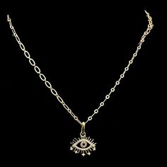 The All Seeing incorporates many ancient cultures and traditions and is a powerful talisman to combat negative energies and the Evil Eye. It's known by many names including the Eye of Divine Providence, the All Seeing Eye and simply the Eye of God. It's paired here with out light and airy Wisdom Chain and is available at 16" or 18". The eye is Approx. .75" If you need a special length, just notate it in the checkout field. Mystical Pendant Necklace With Adjustable Chain, Symbolic Jewelry With Adjustable Chain For Meditation, Symbolic Pendant Chain Necklace With Adjustable Chain, Spiritual Medallion Jewelry With Lobster Clasp, Good Luck Symbolic Charm Necklace, Spiritual Pendant Charm Necklace With Chain, Symbolic Jewelry With Adjustable Chain, Symbolic Pendant Necklace With Lobster Clasp, The All Seeing Eye