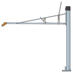 a drawing of a street light pole with wires attached to the pole and an orange handle