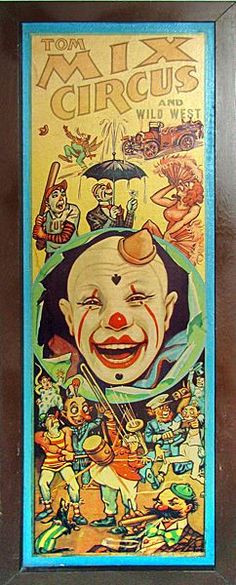 an old circus poster with clowns on it's face and the words, taxi circus