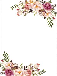 a white frame with pink flowers and greenery on the edges is featured in this cross stitch pattern