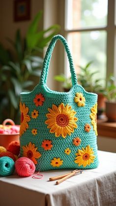 Floral Inspired Crochet Market Bag Ecofriendly Crafts, Crochet Market Bag, Handmade Tote, Eco Friendly Bags, Market Bag, Diy Crochet, Bag Pattern, Free Crochet Pattern, Free Crochet