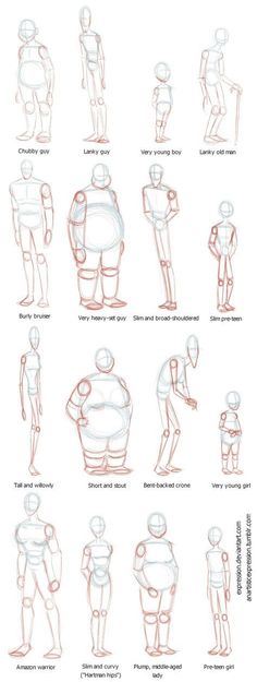 an image of how to draw people in different poses and postures for the body