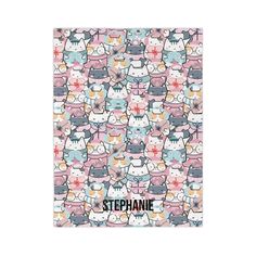 kawaii cat print blanket personalized with a name Cat Custom, Cat Blanket, Name Blanket, Cat Themed, Blanket Personalized, Kawaii Cat, Minky Blanket, Cat Theme, Cozy Blankets