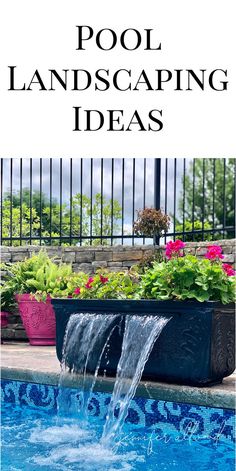 a pool landscaping idea with flowers and water