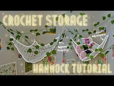 there is a neon sign that says crochet storage and hammock hanging