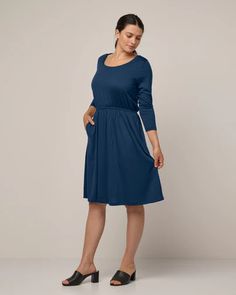 Fiona Merino Wool Fit And Flare Dress - Marine Blue - wool& Blank Slate, Next Dresses, Free Dresses, Flirty Dresses, Next Fashion, Marine Blue, Light Sweater, Wool Dress, Fit N Flare Dress