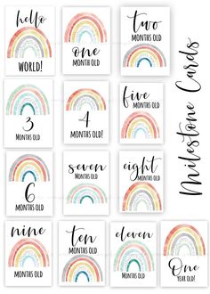 printable rainbow baby shower signs with the names and numbers for each child's name