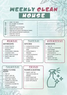 a clean house cleaning checklist is shown