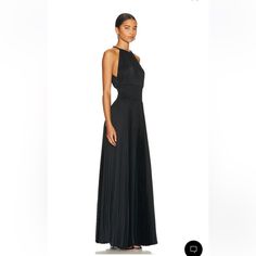 Alc Renata Pleated High-Neck Sleeveless Maxi Dress Black Nwt Size: 10 Nwt, New With Tag Never Worn Measurements (Laying Flat) Pit To Pit: 14 Inches Bottom Of Waist Band To Bottom Of Dress: 42 Inches Waist: 13 Inches - Stretchy Top To Bottom: 59 Inches The Renata Dress Is Crafted From Our Lustrous Vintage Satin In Timeless Black. This Pleated Maxi Gown Features A Slim Corded Halter Neckline, A Smocked Waist, And A Straight Hemline. Features: High Neck, Sleeveless, Gown Silhouette, Back Keyhole With Button Closure, Pleated, Smocked Waist Material: 100% Polyester Tags: Pleated Dress, Stretchy, Formal, Wedding, Prom, Holiday, Nye, New Years Eve, Christmas, Gown, A-Line, Feminine, Smocked, Sleeveless Pleated Evening Dress For Formal Occasions, Sleeveless Pleated Evening Dress For Formal Events, Sleeveless Pleated Cocktail Evening Dress, Chic Maxi Length Halter Dress For Dinner, Chic Halter Maxi Dress For Dinner, Chic Sleeveless Halter Dress For Dinner, Evening Pleated Maxi Sleeveless Dress, Pleated Sleeveless Evening Dress, Chic Floor-length Halter Dress For Cocktail Occasions