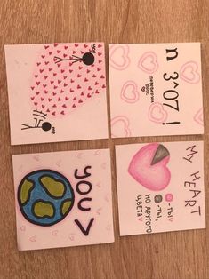 four small cards with different designs on them