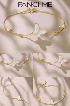 #fancime #fancimejewelry #FMgif Gold Butterfly, Yellow Gold Bracelet, Gold Set, Round Brilliant, Mother Of Pearl