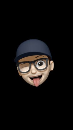 an emote with glasses and a cap sticking out his tongue to the side,