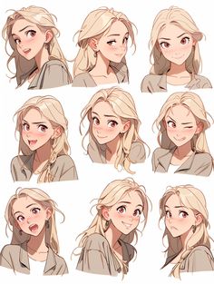 Innocent Character Design, Manga Face Expressions, Character Design Blonde, Kawaii Character Design, Character Design Ideas, Oc Character Design, Butterfly Haircut, Oc Character