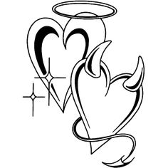 an angel and heart tattoo design