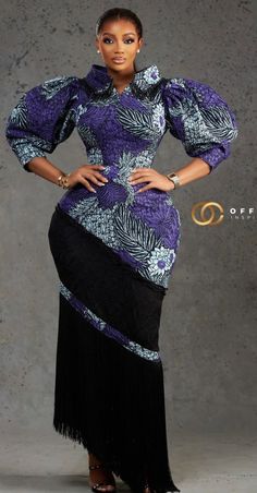 Africana Top Styles For Women, Top Styles For Women, Printed Long Gowns, Ankara Outfits, Style Africain, Combination Fashion