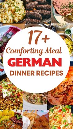 a collage of different german dinner dishes