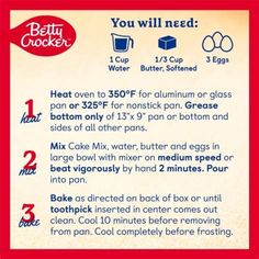 an advertisement for betty crock's ice cream with instructions on how to use it