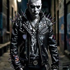 #Edgy #Purple #Long #Spikes, #Men #Monster #Gothic, #Punk #Fashion #Leather, Gothic Patches, Handmade Patches, Gothic Punk Fashion, Steampunk Leather, Handmade Patch, Studded Leather Jacket, Studded Jacket, Rocker Style, Fit Ideas