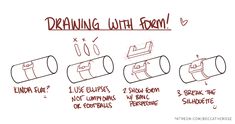 a drawing of how to draw a toilet paper roll with the words,'drawing with form '