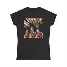 Are you tired of boring, monochrome tees that scream, "I'm just here to blend in"? Well, say hello to your new wardrobe MVP: the "Nailed It" T-shirt! With a dazzling array of multicolored, patterned fingernails splashed across your chest, this tee will have you shouting, "Check out my hands--oh wait, it's my shirt!" 🌟 **Features - **Vivid Nail Art It's like a nail salon had a party on your shirt and invited all their brightest colors. Perfect for those who love to show off without committing to a full manicure. - **Comfort Fit Soft as a cloud, so comfy you'll forget you're wearing a work of art. You might even find yourself doing a victory dance just to show off your new tee! - **Conversation Starter Be prepared for endless compliments and questions like, "Where can I get one?" or "Are th Artsy Multicolor T-shirt With Sublimation Print, Artsy Multicolor Sublimation Print T-shirt, Colorful Graphic Print T-shirt, Artsy Multicolor Graffiti Print T-shirt, Fun Black Printed T-shirt, Artsy Multicolor Graphic Print T-shirt, Black Crew Neck T-shirt With Rainbow Print, Multicolor Graffiti Print T-shirt, Artsy Black Crew Neck T-shirt