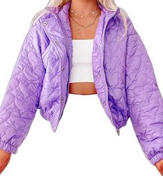 Puffin Pink Jacket | sassyshortcake.com | Sassy Shortcake Boutique Casual Purple Puffer Jacket, Purple Puffer Jacket For Winter, Purple Puffer Jacket For Fall, Purple Nylon Winter Outerwear, Casual Purple Puffer Jacket With Long Sleeves, Sassy Shortcake, Purple Jacket, Pink Jacket, Pink Heart