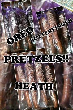 there are many different types of pretzels wrapped in plastic and packaged with the words, oreo butterfingerer pretzels health