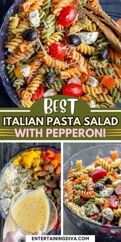 Best Italian Pasta Salad With Pepperoni | Best of Summer Italian Pasta Salad With Pepperoni, Pasta Salad With Pepperoni, Salad With Pepperoni, Best Italian Pasta Salad, Pepperoni Pasta Salad, Cold Italian Pasta Salad, Best Italian Pasta, Tri Color Pasta Salad, Pepperoni Pasta