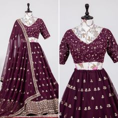 Embroidery Thread Work, Embroidery Work Blouse, Purple Lehenga, Lehenga Choli For Women, Choli For Women, Choli Dress, Georgette Lehenga, Georgette Dupatta, Lehenga Skirt