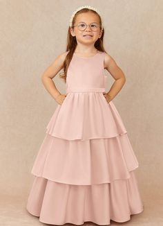 Azazie Margie Vestir Rosa Corado de Cetim elástico de Linha A com Arco | Azazie Burgundy Flower Girl Dress, Maternity Bridesmaid Dresses